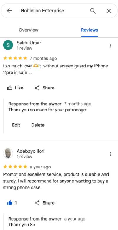 Customer review