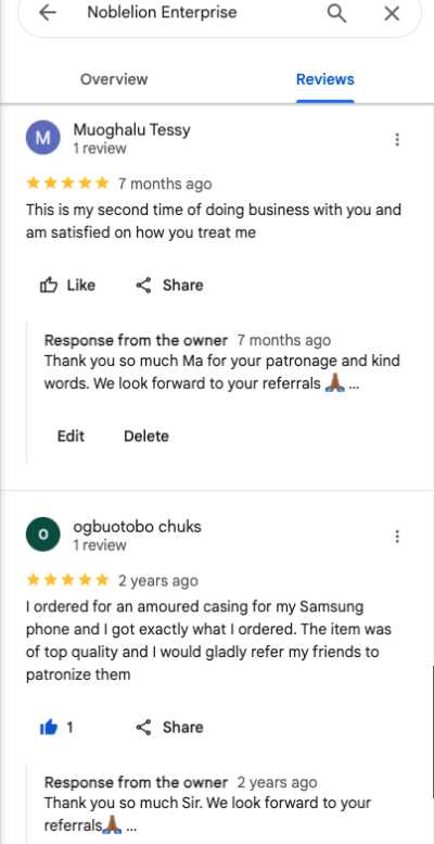 Customer review